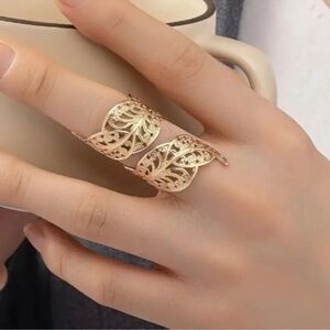 NEW Carrigan 18K Gold Plated Filigree Lacey Wrap Ring OS Adjustable